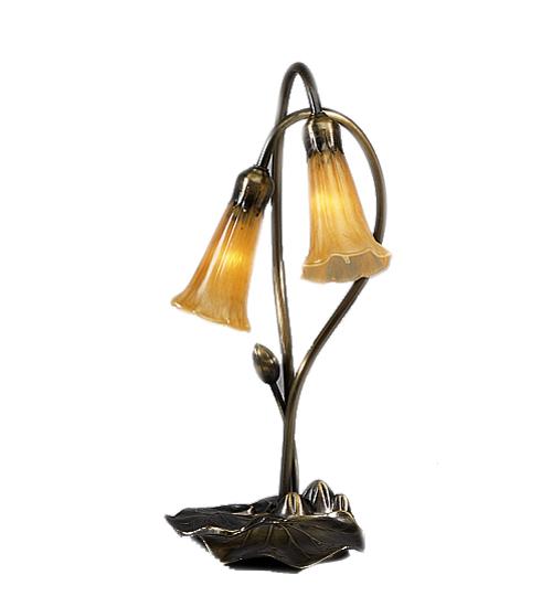 16" High Amber Pond Lily 2 LT Accent Lamp
