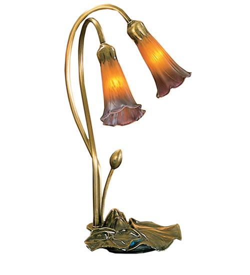 16" High Amber/Purple Pond Lily 2 LT Table Lamp