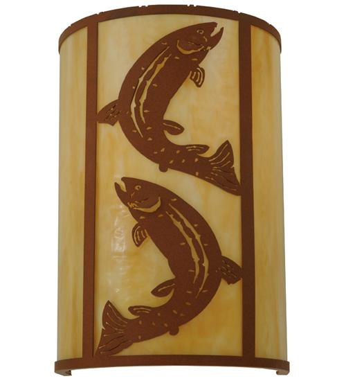 12"W Leaping Trout Wall Sconce