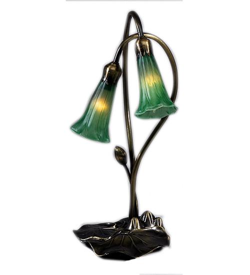 16" High Green Pond Lily 2 Light Accent Lamp