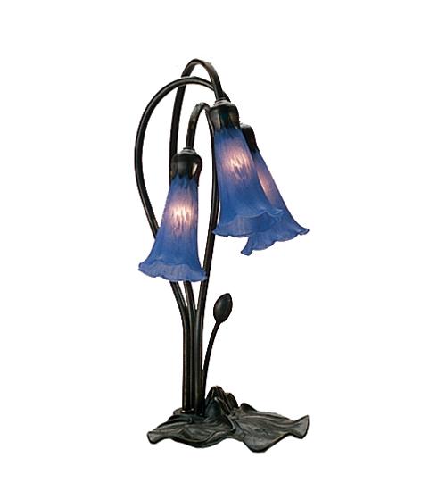 16" High Blue Pond Lily 3 LT Accent Lamp