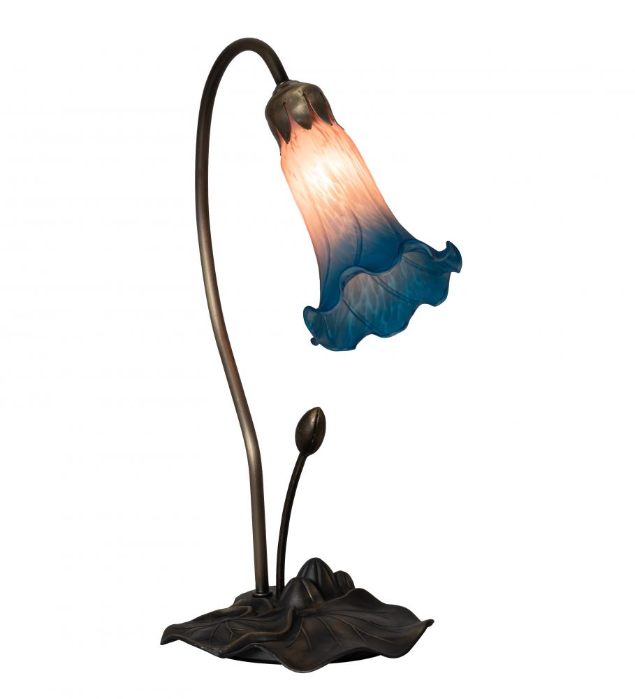 16" High Pink/Blue Tiffany Pond Lily Accent Lamp