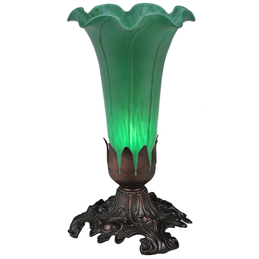 7" High Green Pond Lily Victorian Mini Lamp
