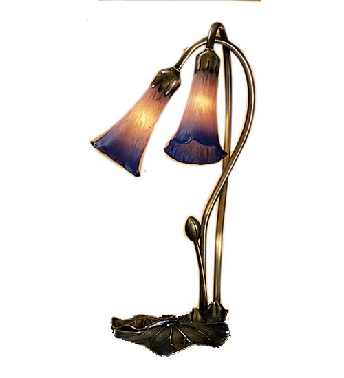 16" High Pink/Blue Pond Lily 2 Light Accent Lamp
