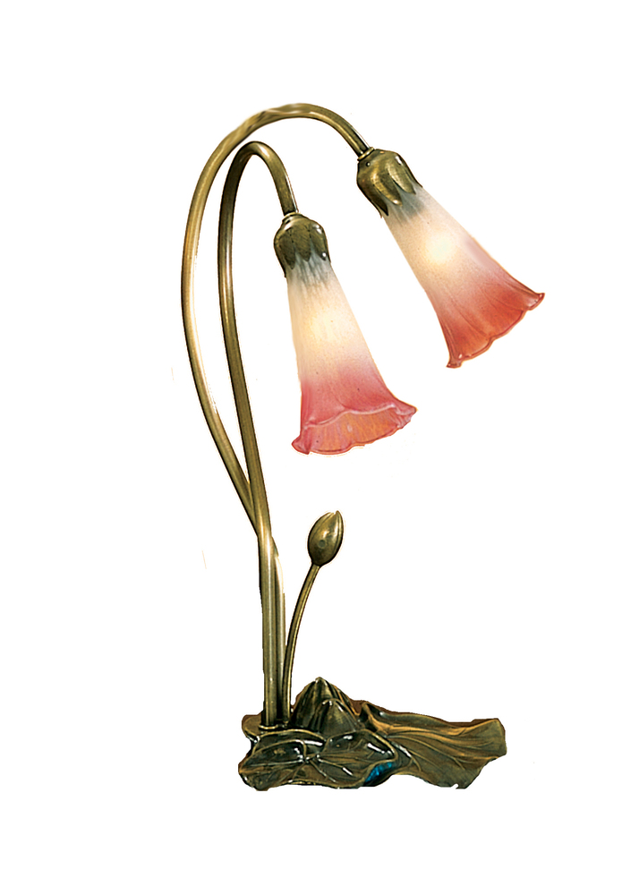16"H Pink/White Pond Lily 2 LT Accent Lamp