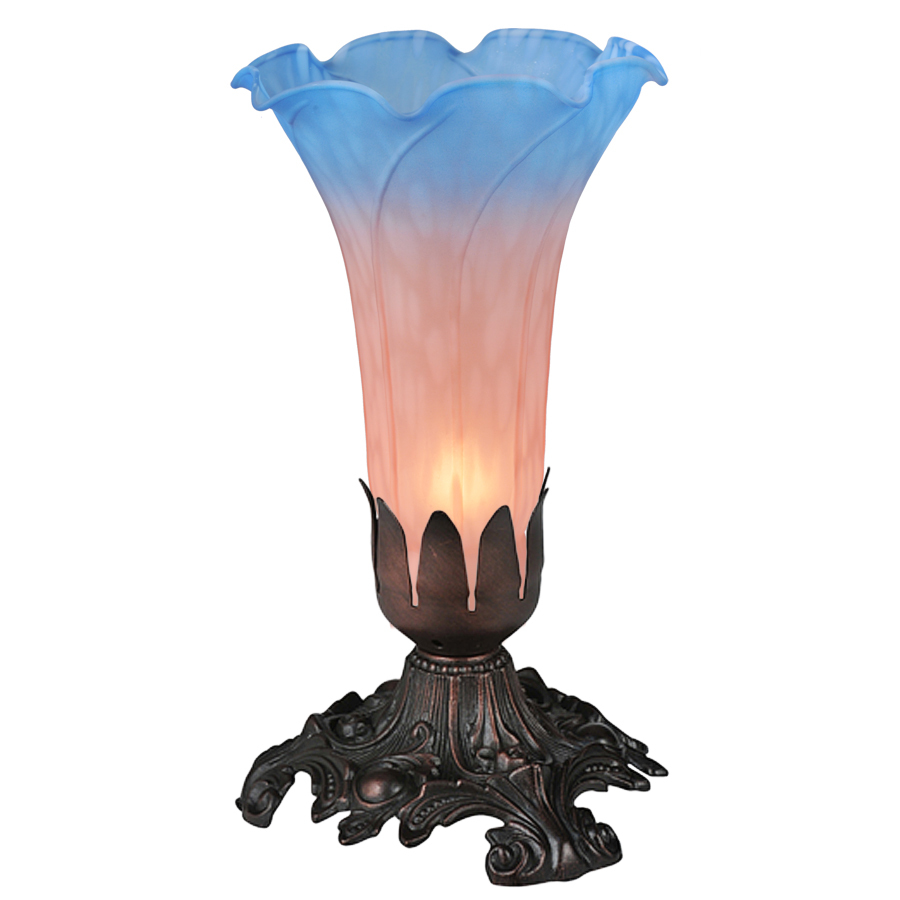 7" High Pink/Blue Pond Lily Accent Lamp