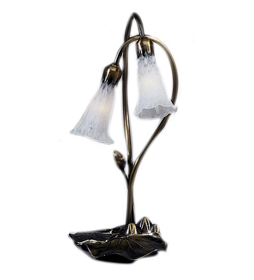 16" High White Pond Lily 2 Light Accent Lamp