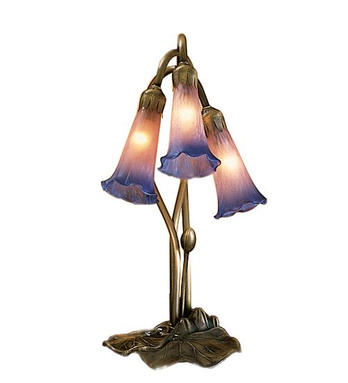 16" High Pink/Blue Pond Lily 3 LT Accent Lamp