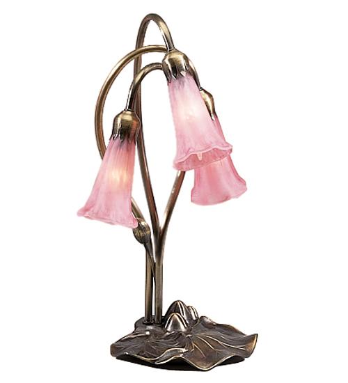 16" High Pink Pond Lily 3 Light Accent Lamp