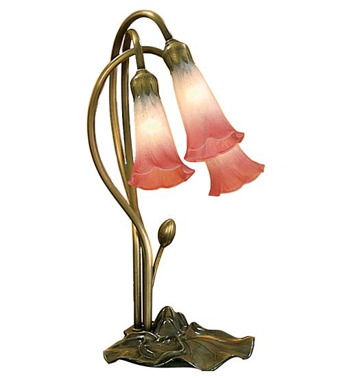16" High Pink/White Pond Lily 3 LT Accent Lamp