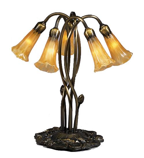 17" High Amber Pond Lily 5 LT Accent Lamp