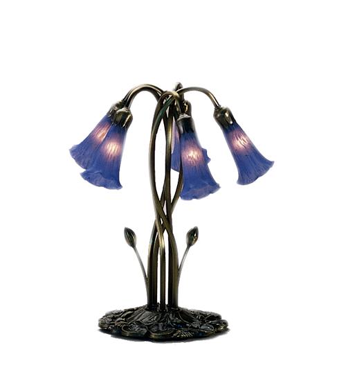 17" High Blue Pond Lily 5 LT Accent Lamp