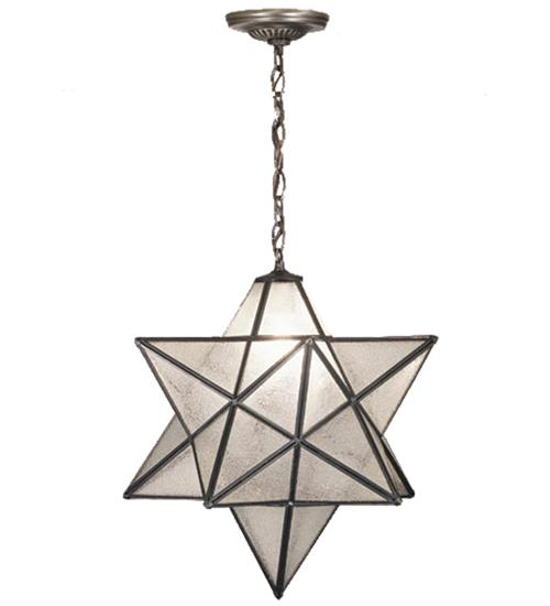 24"W Moravian Star Clear Seeded Pendant