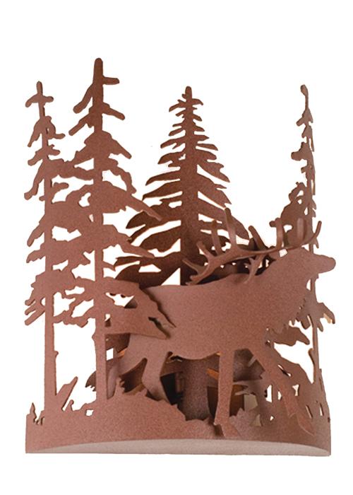 11"W Elk through the Trees Wall Sconce