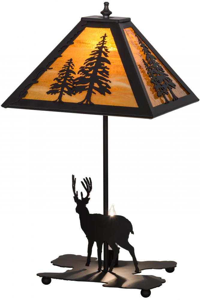 21"H Lone Buck W/Lighted Base Table Lamp