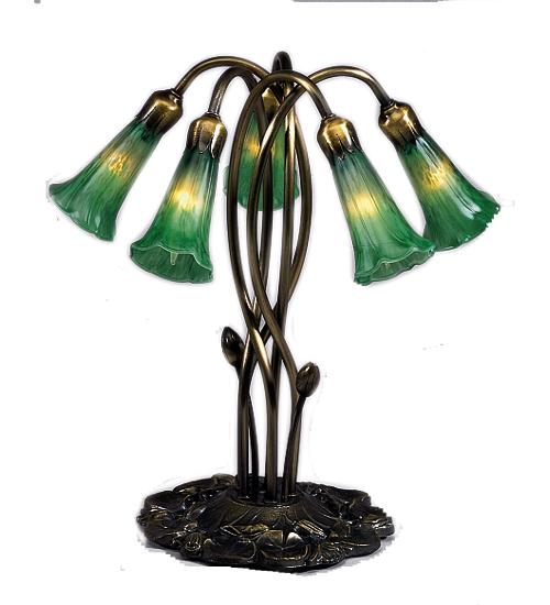 17" High Green Pond Lily 5 LT Accent Lamp