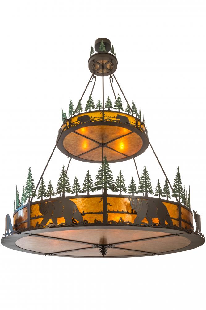 72" Wide Bear in the Woods Two Tier Inverted Pendant