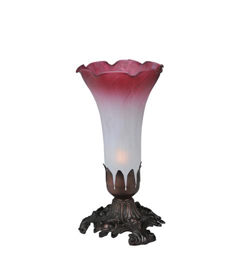 8"H Pink/White Pond Lily Accent Lamp