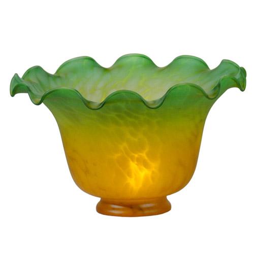 7"W Fluted Bell Amber and Green Shade