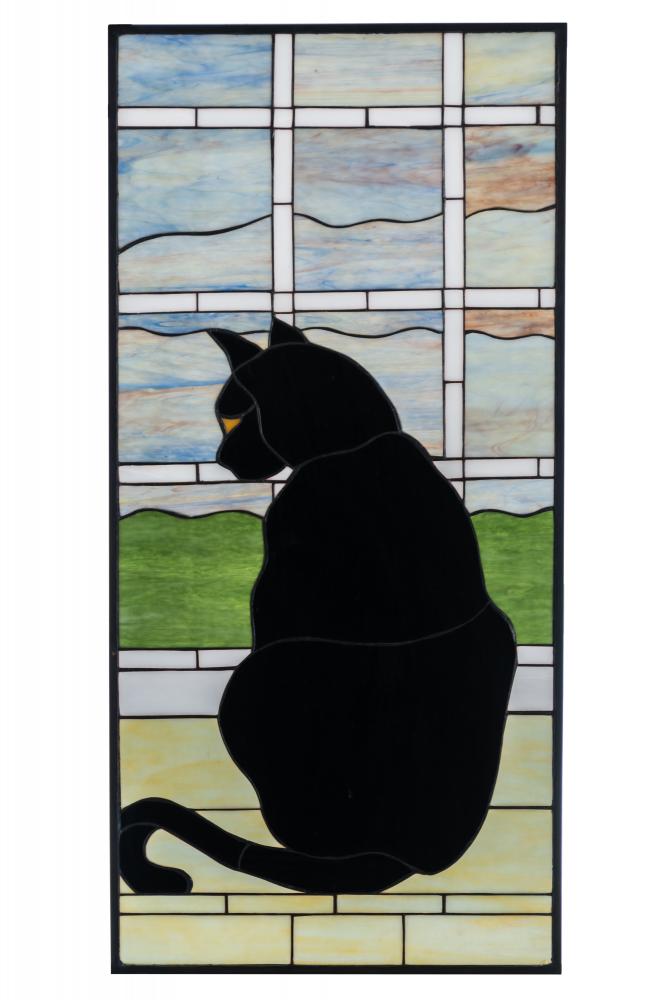 20"W X 42"H Cat in Window Stained Glass Window