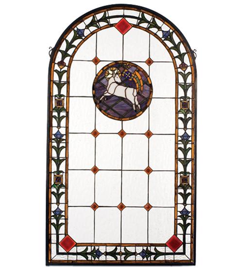 23" Wide X 40" High Lamb of God Stained Glass Window