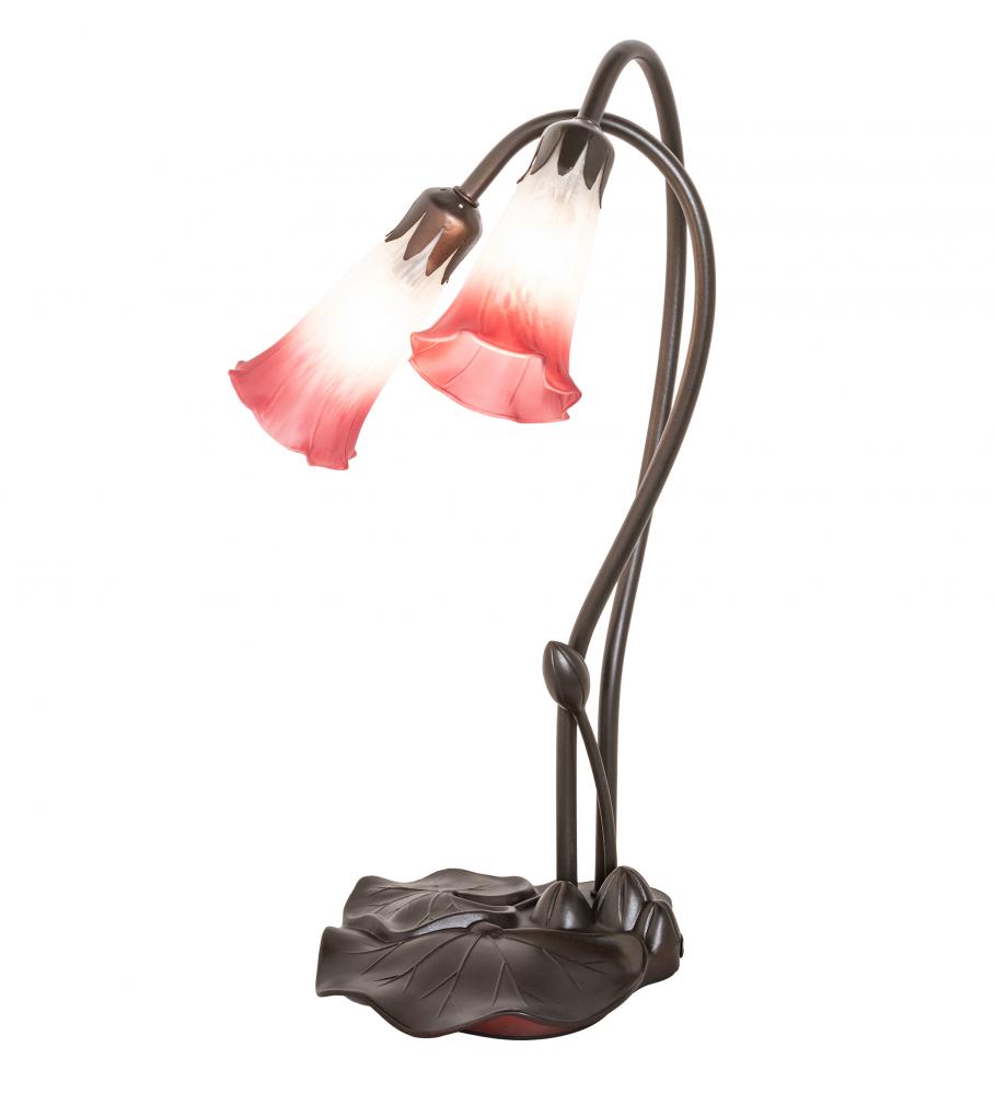 16" High Pink/White Pond Lily 2 Light Accent Lamp