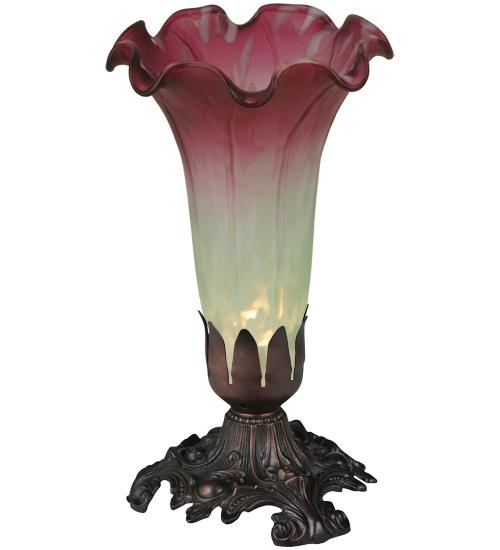 8" High Seafoam/Cranberry Pond Lily Victorian Mini Lamp