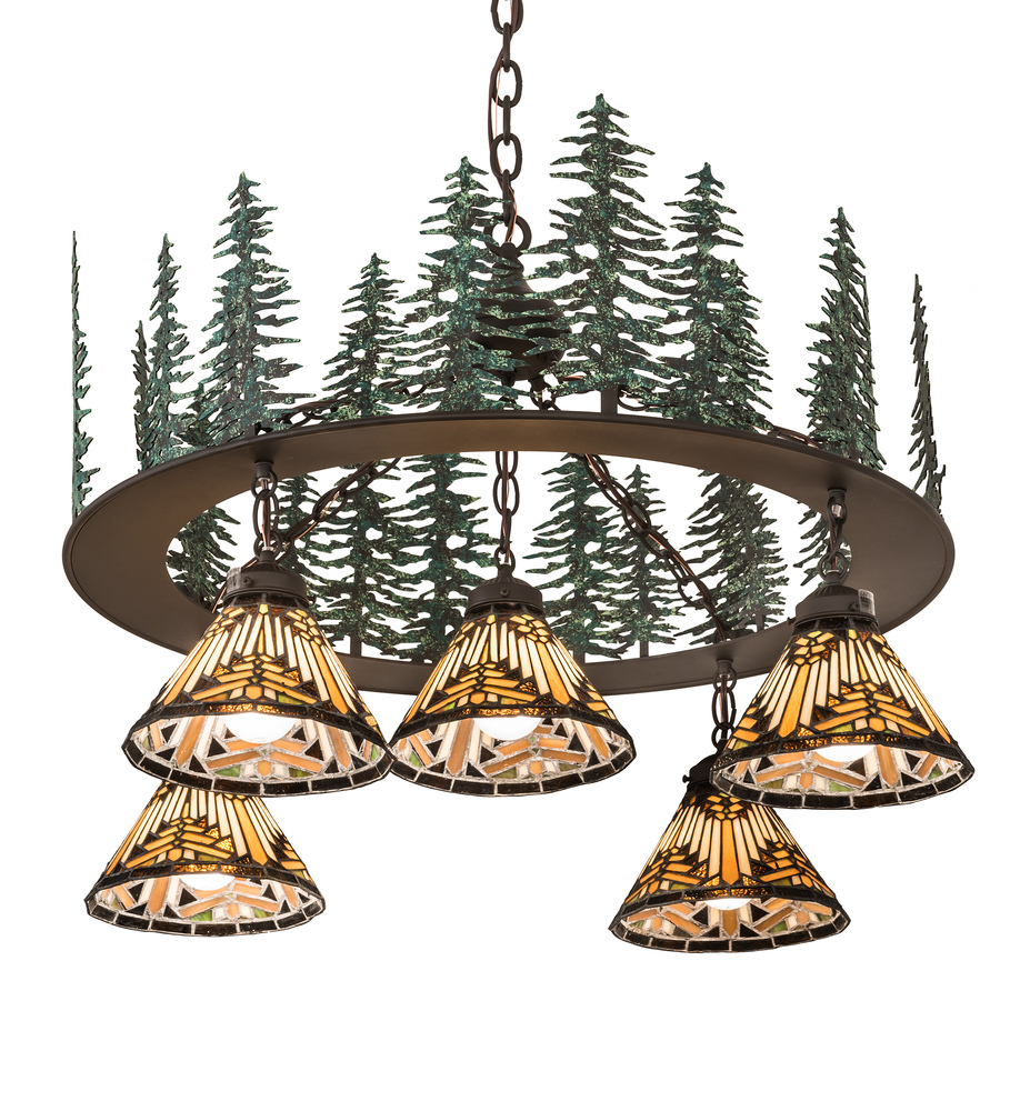 34" Wide Nuevo Mission Tall Pines 5 Light Chandelier