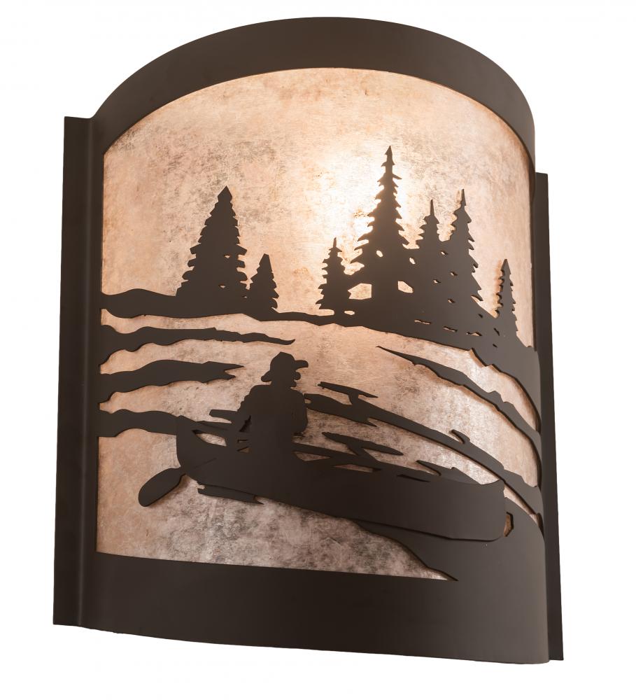 10" Wide Canoe At Lake Left Wall Sconce