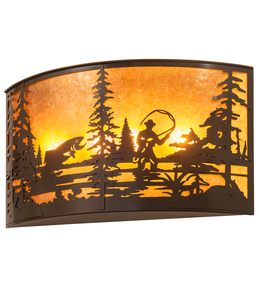 32" Wide Fly Fishing Creek Wall Sconce