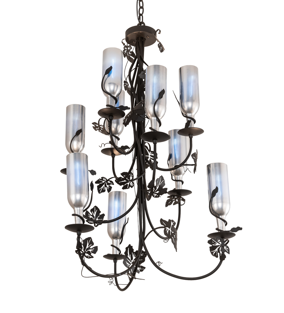 34" Wide Tuscan Vineyard 9 Light Wine Bottle Chandelier