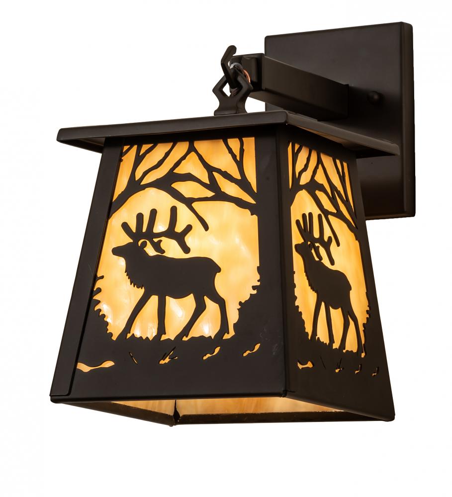 7" Wide Elk at Dawn Hanging Wall Sconce
