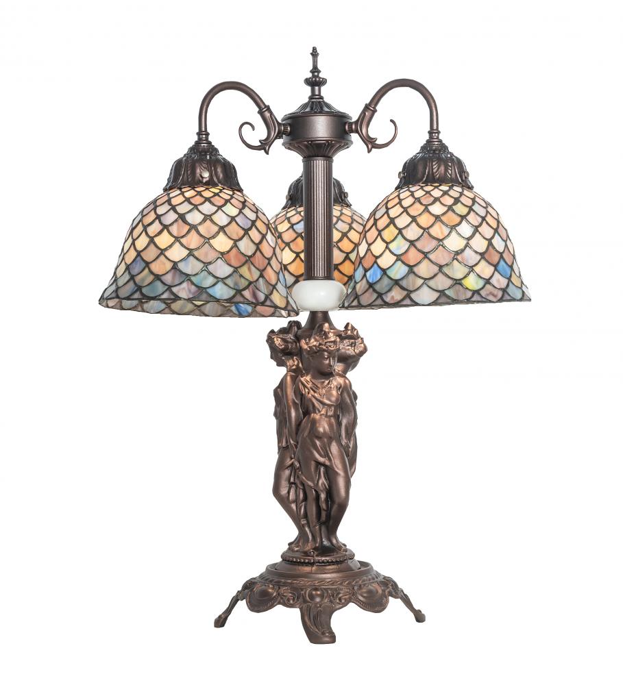23" High Tiffany Fishscale 3 Light Table Lamp
