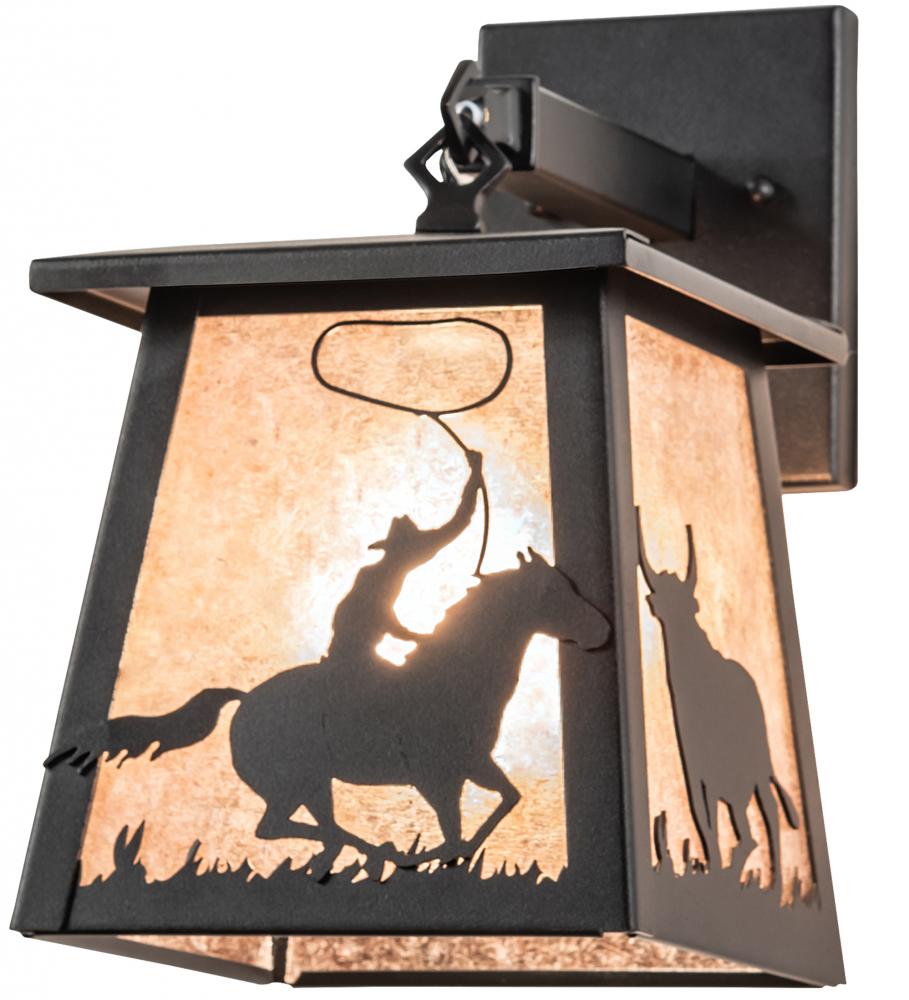 7" Wide Cowboy & Steer Hanging Wall Sconce