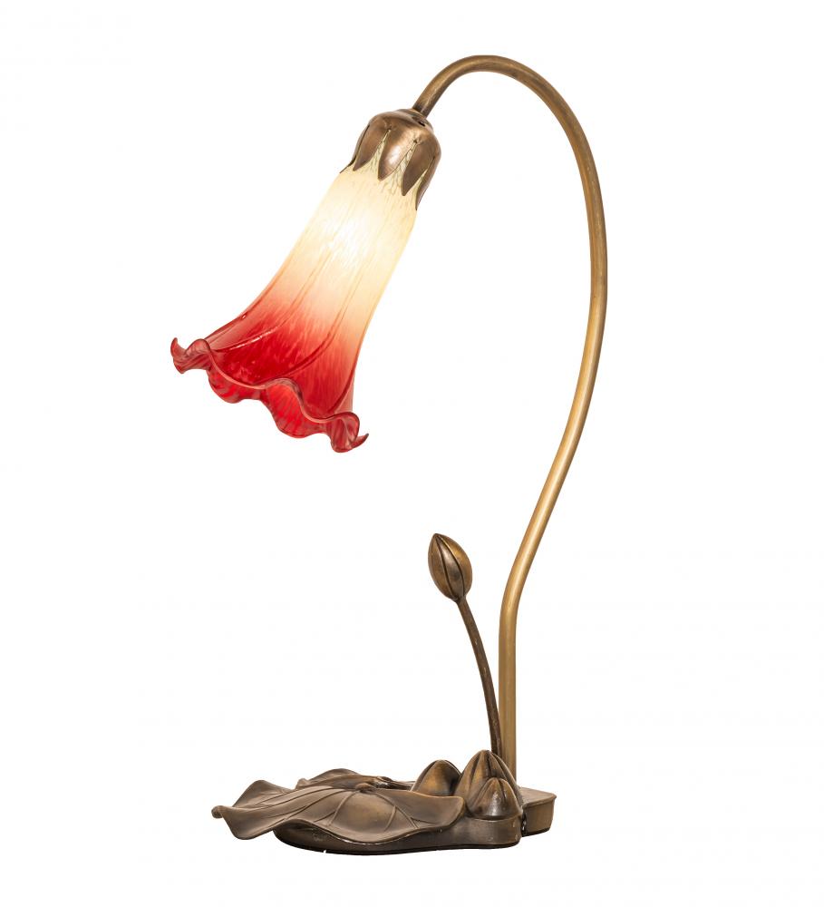 16" High Seafoam/Cranberry Tiffany Pond Lily Accent Lamp