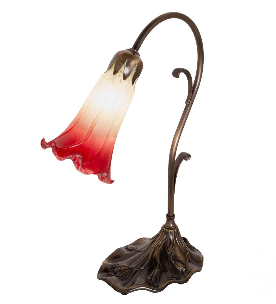 15" High Seafoam/Cranberry Tiffany Pond Lily Accent Lamp