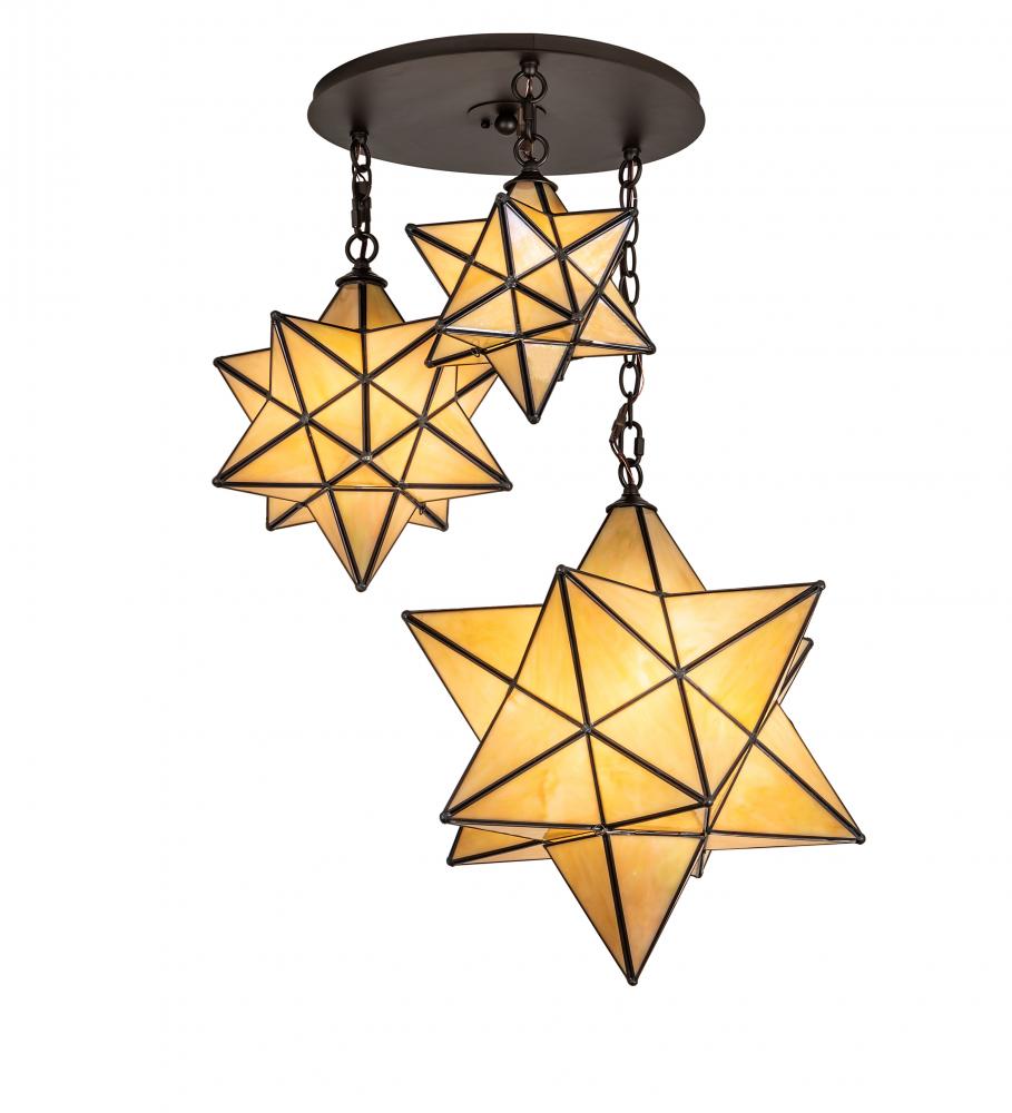 25" Wide Moravian Star 3 Light Cascading Pendant