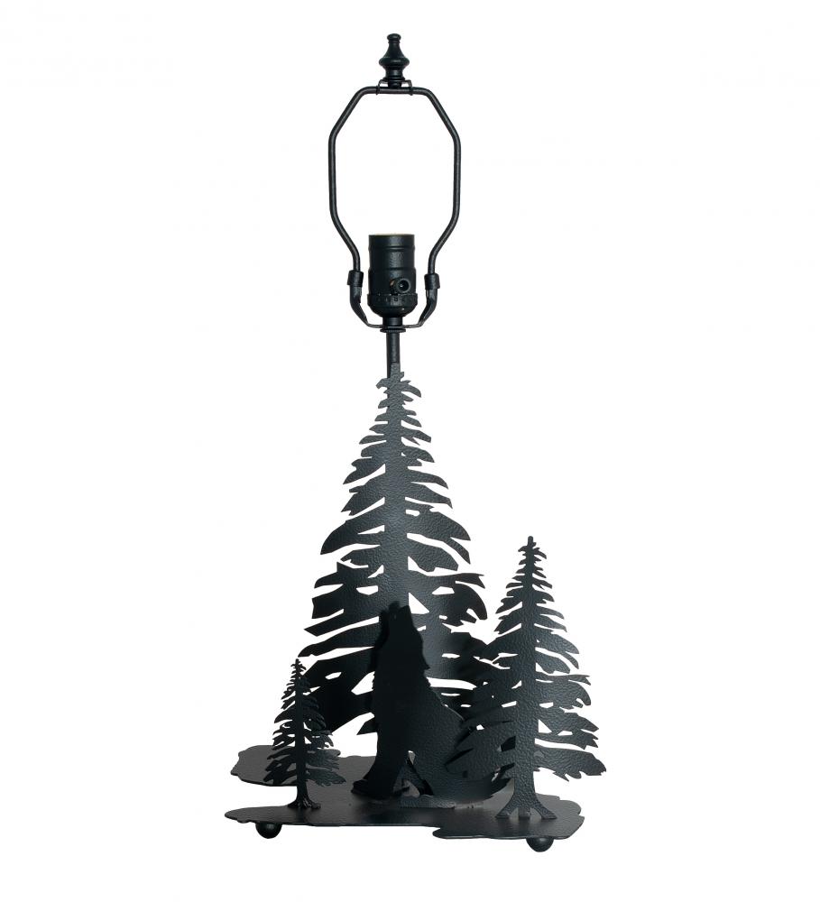 14" High Wolf at Dawn Double Lit Table Base