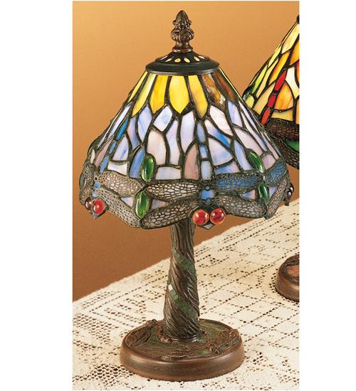 12"H Tiffany Hanginghead Dragonfly W/Mosaic Base Mini Lamp