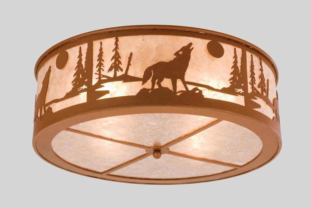 22" Wide Wolf on the Loose Flush Mount