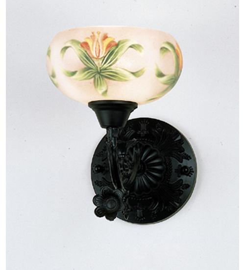 8"W Reverse Painted Victorian Tulip Wall Sconce