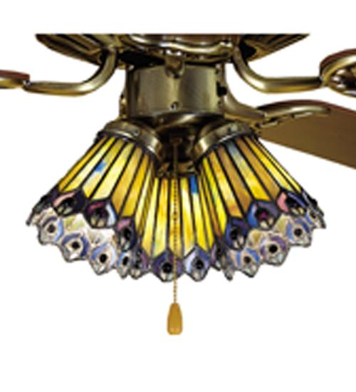 4"W Tiffany Jeweled Peacock Fan Light Shade