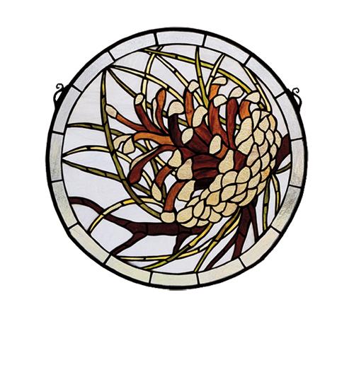 17" Wide X 17" High Pinecone Stained Glass Window