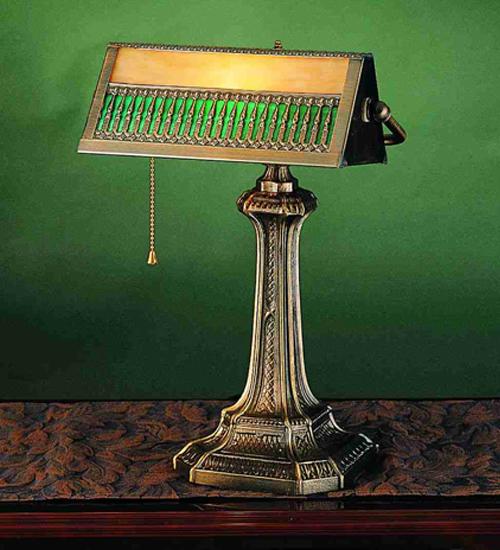 13" High Gothic Mission Banker's Lamp