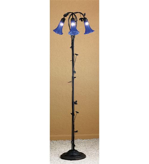 58" High Blue Tiffany Pond Lily 3 Light Floor Lamp