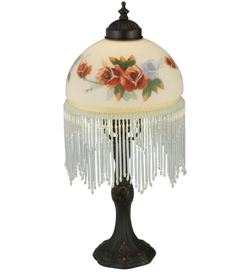 17.5"H Rose Bouquet Fringed Accent Lamp