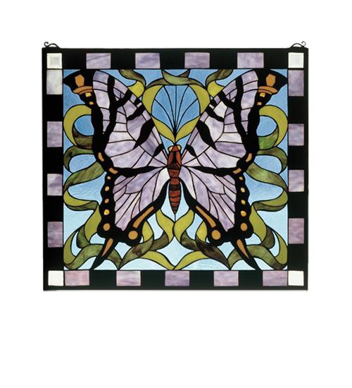 25"W X 23"H Butterfly Stained Glass Window