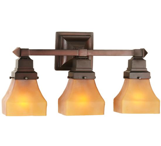 20"W Bungalow Frosted Amber 3 LT Vanity Light