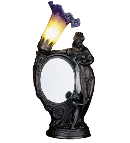 16"H Mother & Child Mirror Amber and Blue Accent Lamp