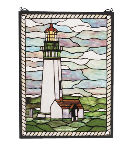 15"W X 20"H Yaquina Head Lighthouse Stained Glass Window